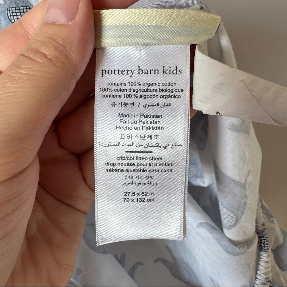 Pottery Barn Kids 100%‎ Organic Cotton Gray Elephant Fitted Crib Sheet